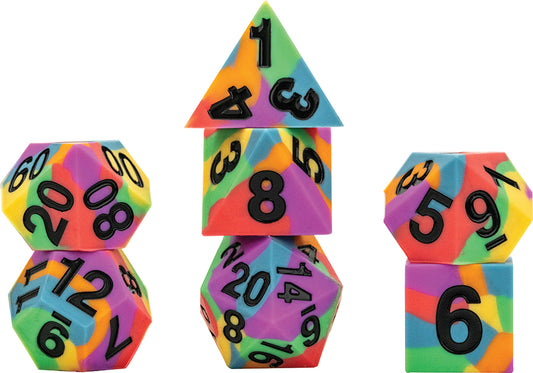 16mm Pride Sharp Edge Silicone Rubber Poly Dice Set